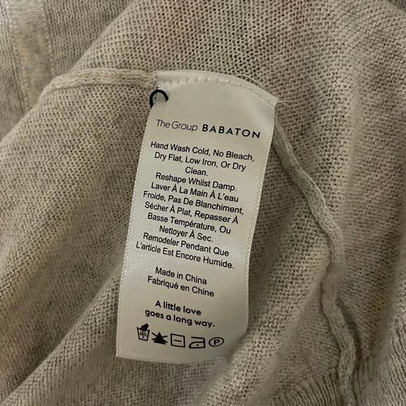 The Group by Babaton Grey Long Sleeved Top Cashmere-Cotton Blend Light Weight - Picture 5 of 6